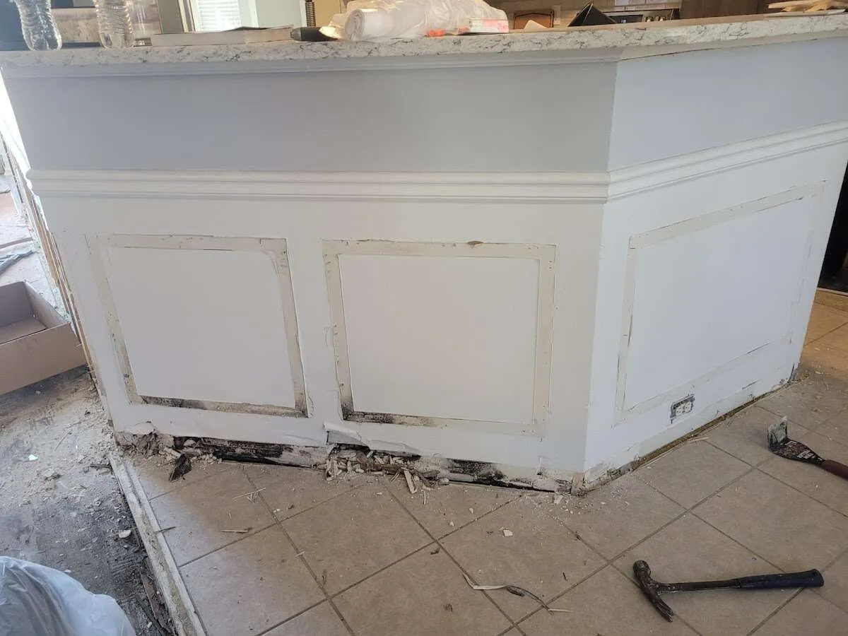 Water damage and mold on kitchen during Storm Damage Restoration in Waynesville
